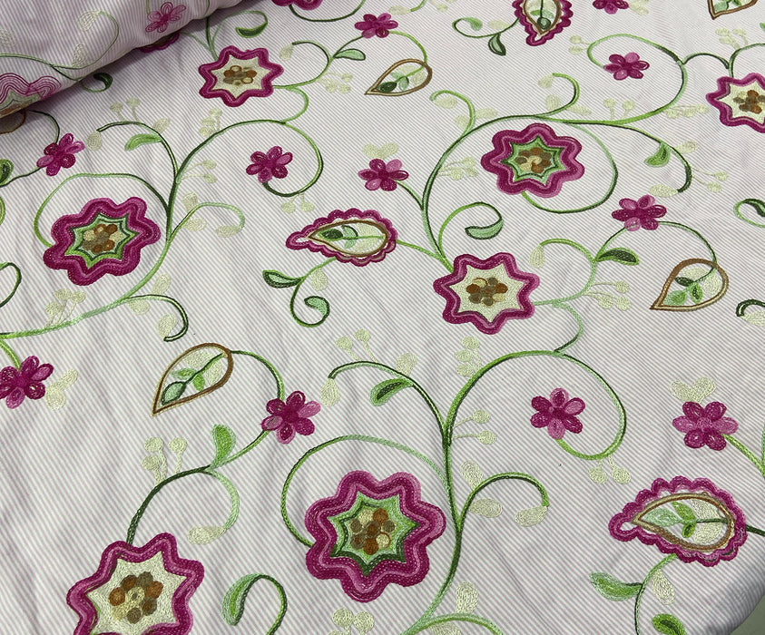 NAKIŞLI POPLİN KUMAŞ - PEMBE