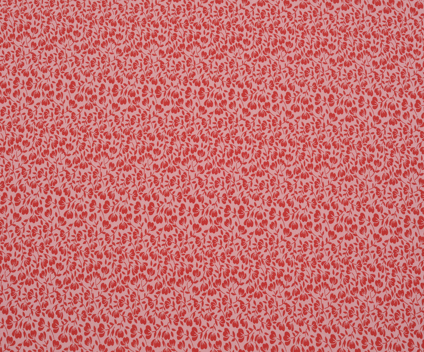 ÇİÇEK DESENLİ KREP KUMAŞ - PEMBE