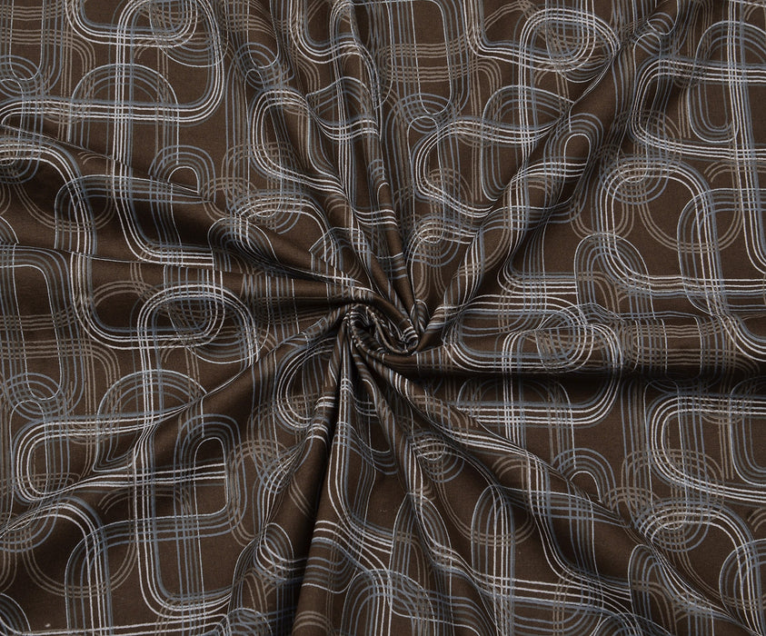 PATTERNED LYCRA COTTON FABRIC - BROWN