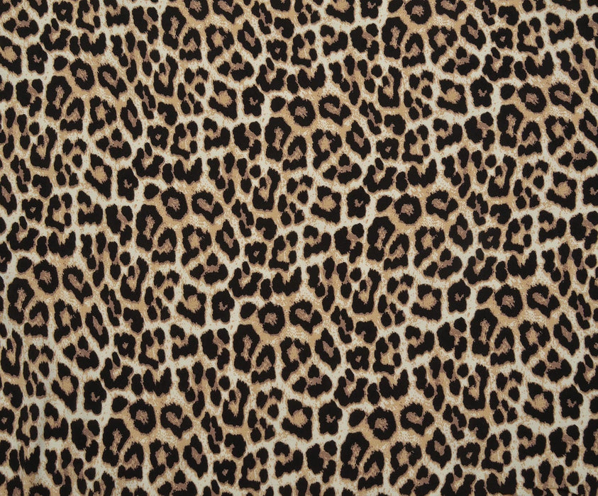 LEOPAR DESENLİ KREP VİSKON KUMAŞ - KAHVE