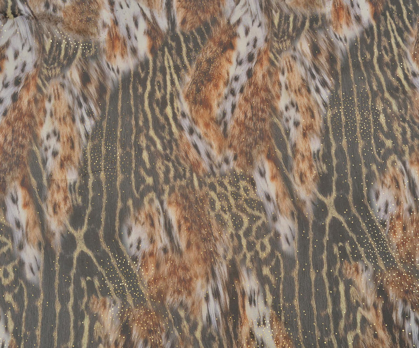 2 METRE LEOPAR DESENLİ ŞİFON KUMAŞ - KAHVE