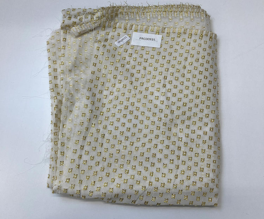 2 METRE ALTIN SİM BASKILI ŞİFON KUMAŞ - EKRU