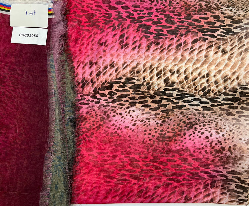 1 METRE LEOPAR DESENLİ ŞİFON - FUŞYA