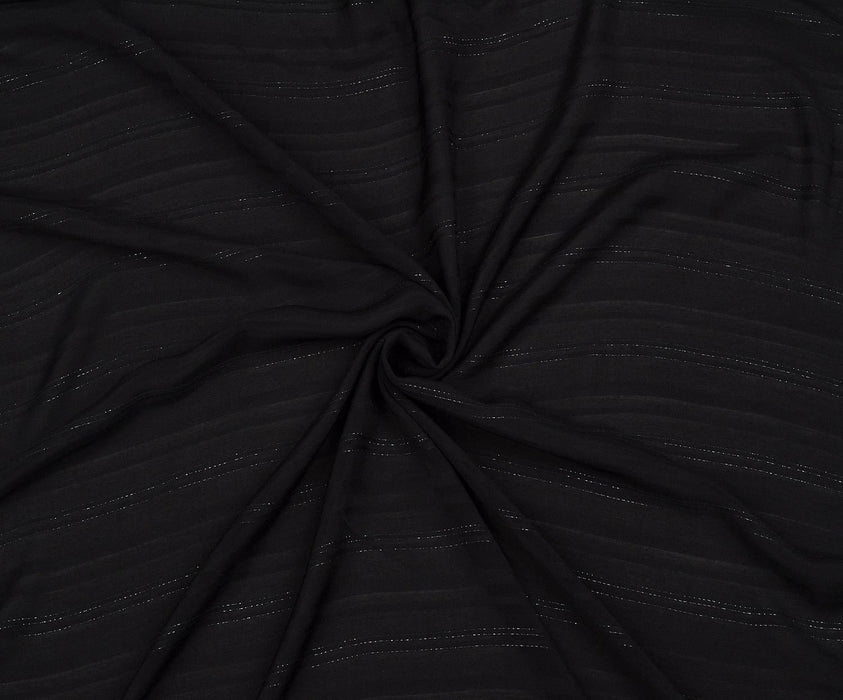 2 METRE ÇİZGİLİ ŞİFON KUMAŞ - SİYAH
