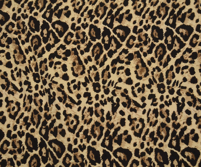 LEOPAR DESENLİ KREP VİSKON KUMAŞ - BEJ
