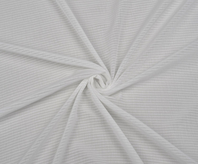 4,9 METRE ÇİZGİLİ ŞİFON KUMAŞ - BEYAZ