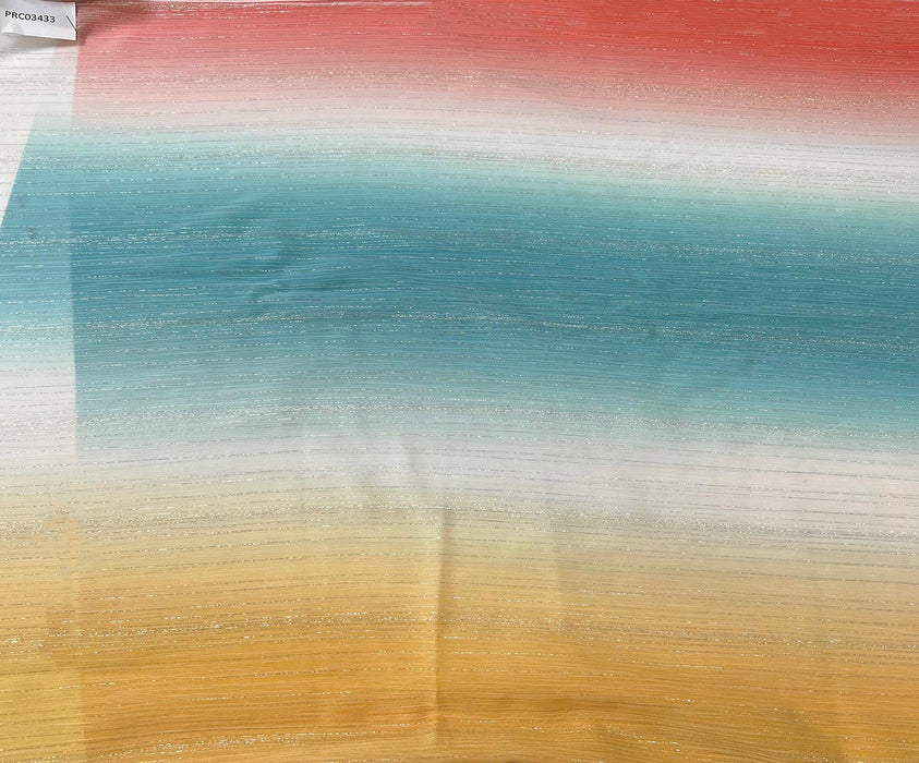 1,2 METRE ÇİZGİLİ ŞİFON KUMAŞ - EKRU