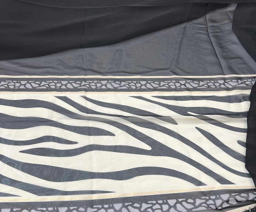 4,5 METRE DESENLİ KREP ŞİFON KUMAŞ - SİYAH