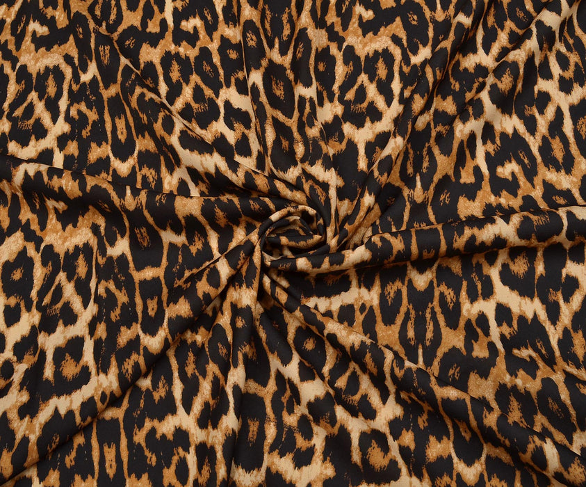 LEOPAR DESENLİ KREP KUMAŞ - TABA