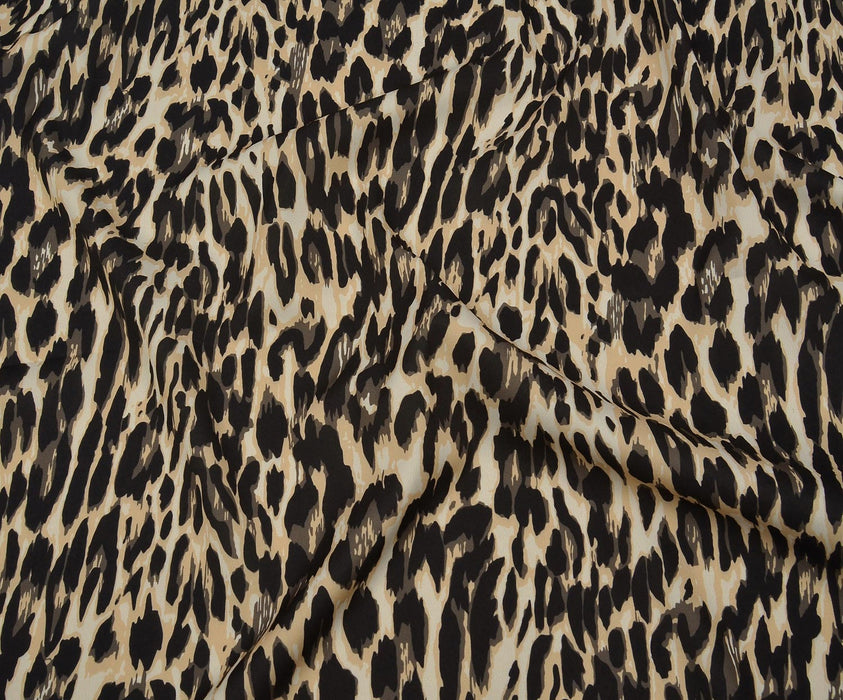 LEOPAR DESENLİ KREP KUMAŞ - BEJ