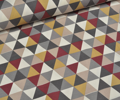 GEOMETRİK DESENLİ DUCK BEZİ KUMAŞ - KIRMIZI