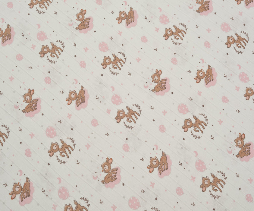 SEVİMLİ YAVRU CEYLAN DESENLİ MÜSLİN BEZİ KUMAŞ - PEMBE