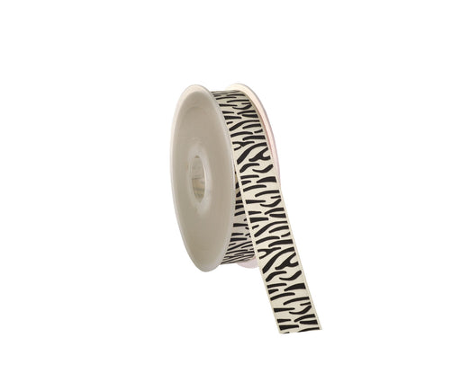 SATEN KURDELE BASKILI ZEBRA DESEN - KREM