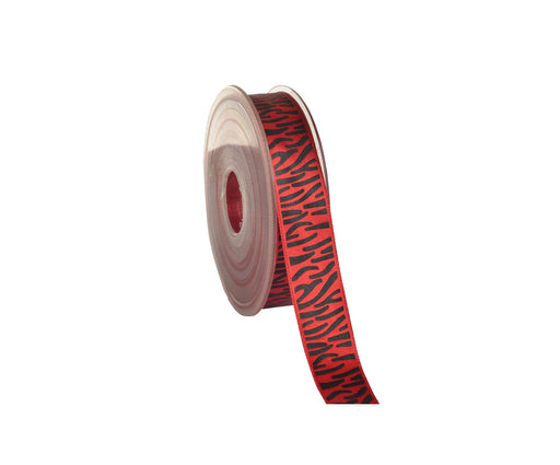 SATEN KURDELE BASKILI ZEBRA DESEN - KIRMIZI