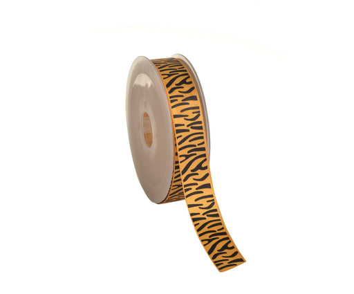SATEN KURDELE BASKILI ZEBRA DESEN - KOYU SARI