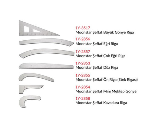 ŞEFFAF PLASTİK RİGA CETVEL TAKIM ( 7 PARÇA )