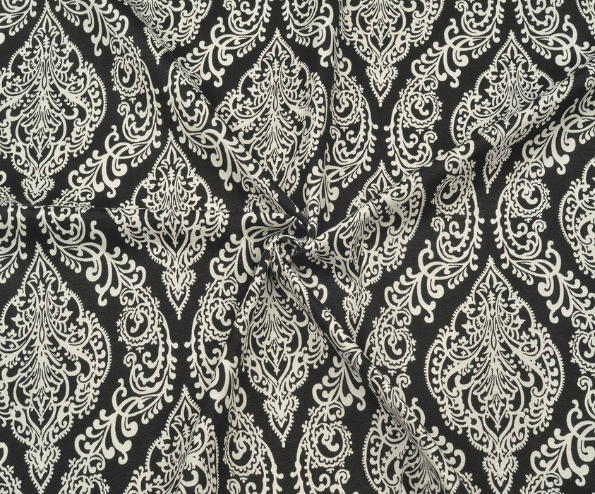 DAMASK DESENLİ DUCK BEZİ KUMAŞ - SİYAH