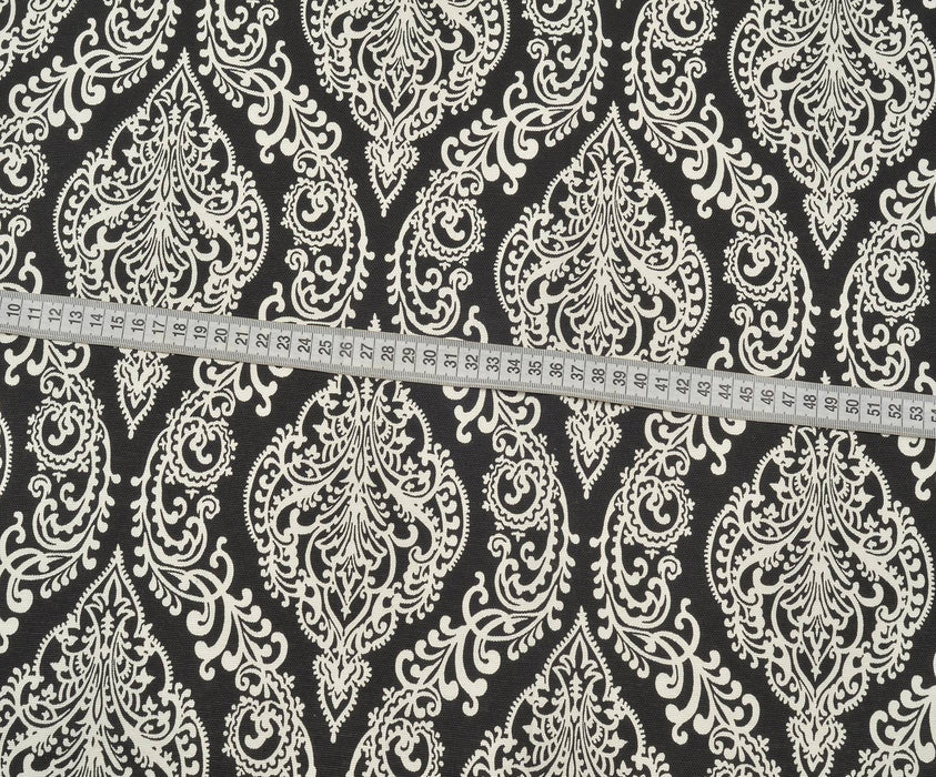 DAMASK DESENLİ DUCK BEZİ KUMAŞ - SİYAH