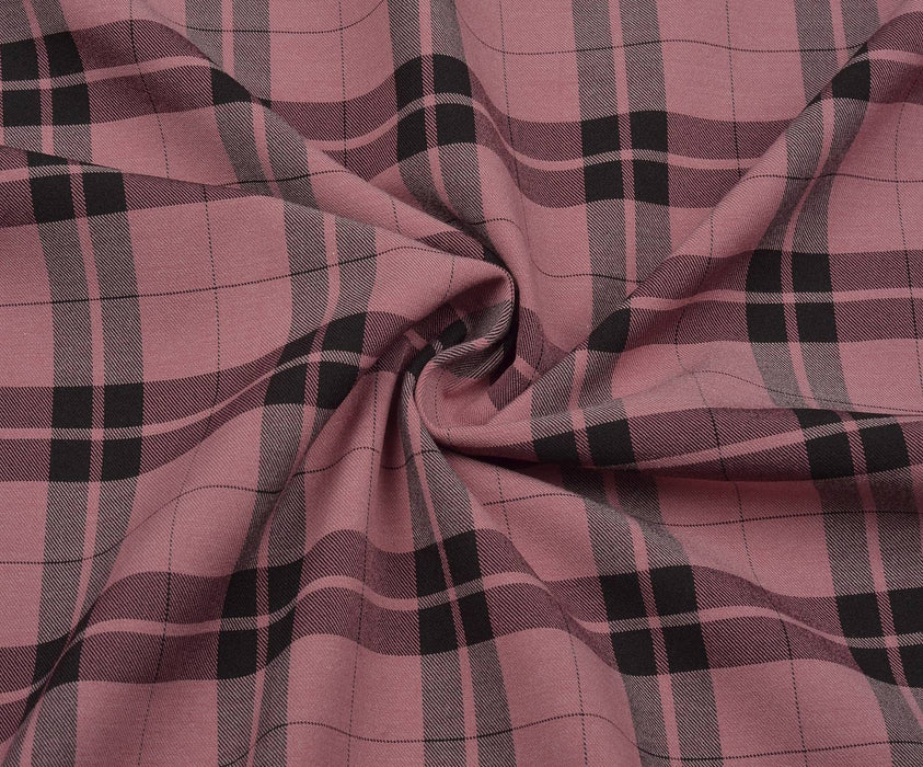LİKRALI EKOSE DESENLİ KUMAŞ - PEMBE