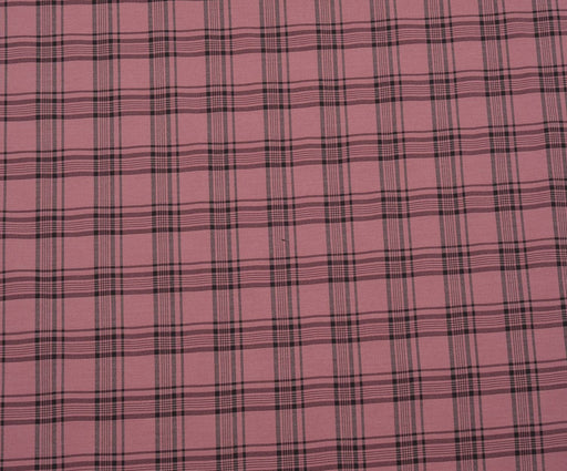 LİKRALI EKOSE DESENLİ KUMAŞ - PEMBE