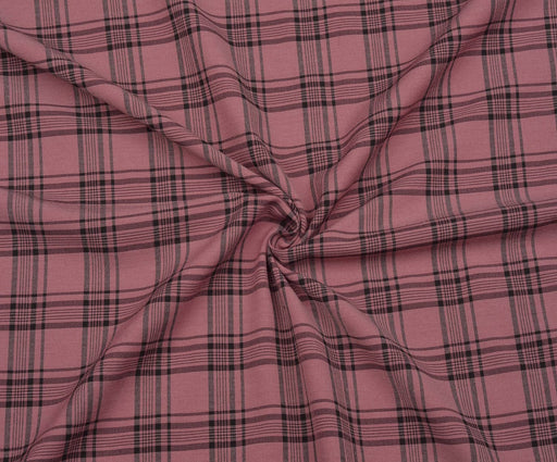 LİKRALI EKOSE DESENLİ KUMAŞ - PEMBE