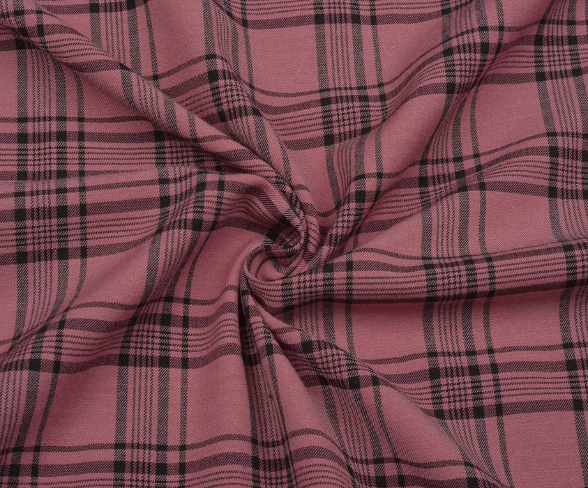 LİKRALI EKOSE DESENLİ KUMAŞ - PEMBE