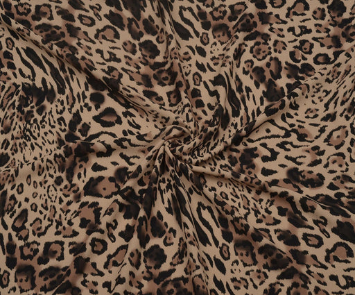 LEOPAR DESENLİ VİSKON KREP KUMAŞ - KARAMEL