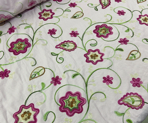 NAKIŞLI POPLİN KUMAŞ - PEMBE