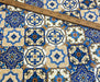 SERAMİK DESENLİ DİJİTAL BASKI KUMAŞ - MAVİ