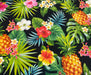 ANANAS VE TROPİK DİJİTAL BASKI KUMAŞ - SİYAH