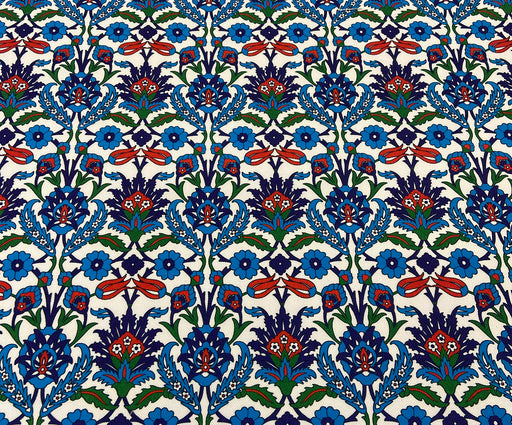 ÇİNİ DESENLİ DİJİTAL BASKI KUMAŞ - MAVİ