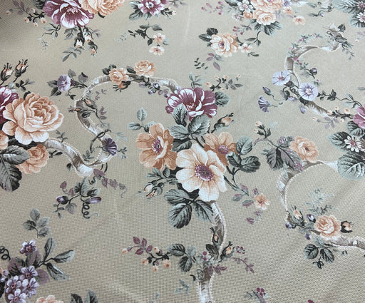 PASTEL ÇİÇEKLER DİJİTAL BASKI KUMAŞ - SU YEŞİLİ