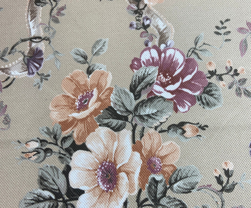PASTEL ÇİÇEKLER DİJİTAL BASKI KUMAŞ - SU YEŞİLİ