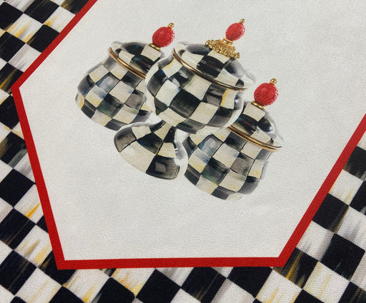 DAMA DESENLİ RUNNER KUMAŞ - BEYAZ