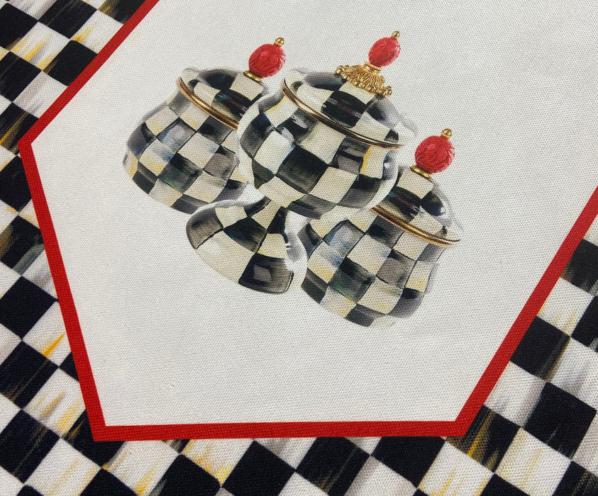 DAMA DESENLİ RUNNER KUMAŞ - BEYAZ