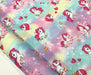 PEMBE UNİCORN DESENLİ DİJİTAL BASKI KUMAŞ - PEMBE