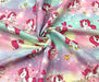 PEMBE UNİCORN DESENLİ DİJİTAL BASKI KUMAŞ - PEMBE