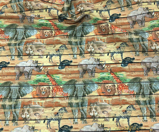 SAFARİ DESENLİ DİJİTAL BASKI KUMAŞ - BEJ