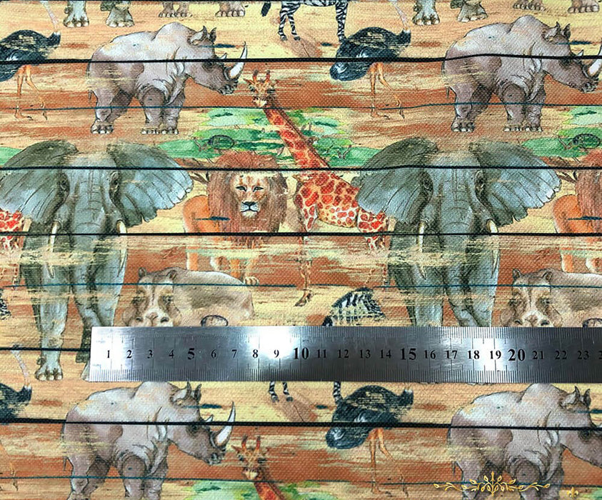 SAFARİ DESENLİ DİJİTAL BASKI KUMAŞ - BEJ