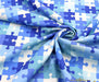 PUZZLE BAKLAVA DESENLİ DİJİTAL BASKI KUMAŞ - MAVİ