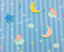 ÇİZGİLİ AYICIKLI DİJİTAL BASKI BEBEK KUMAŞI - MAVİ