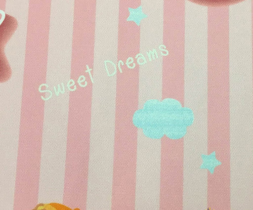 ÇİZGİLİ AYICIKLI DİJİTAL BASKI BEBEK KUMAŞI - PEMBE