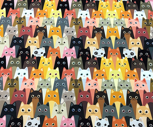 KEDİ DESENLİ DİJİTAL BASKI KUMAŞ - HARMONİ