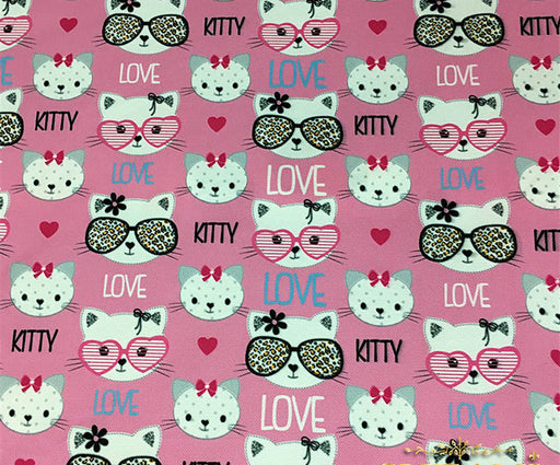 KİTTY LOVE DESENLİ DİJİTAL BASKI KUMAŞ - PEMBE