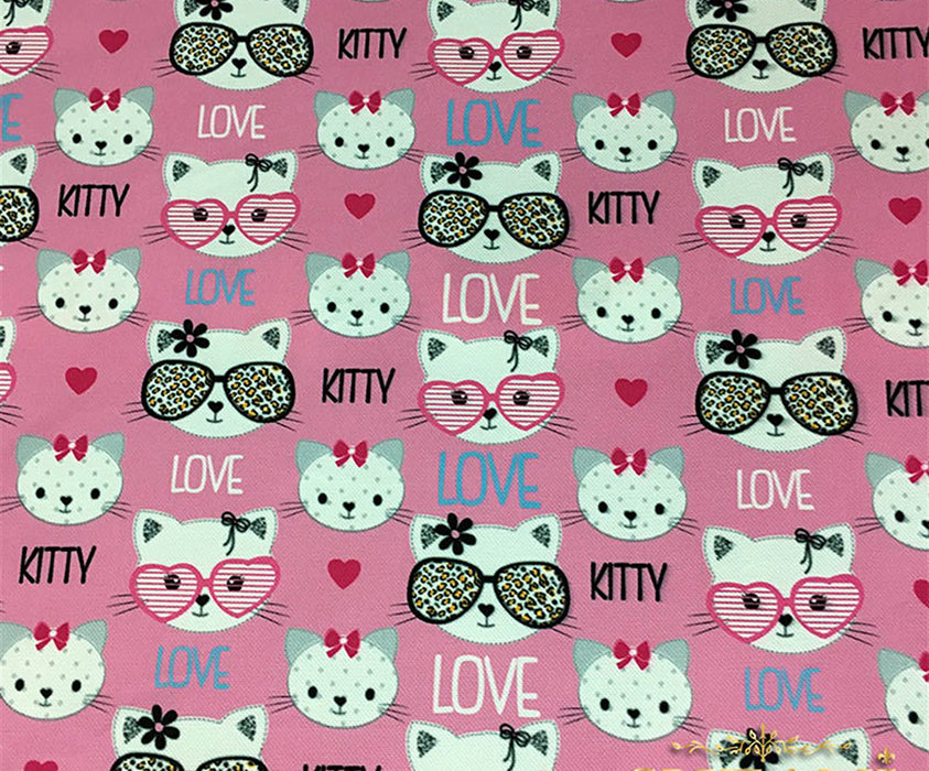 KİTTY LOVE DESENLİ DİJİTAL BASKI KUMAŞ - PEMBE