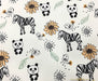 PANDA ZEBRA DESENLİ DİJİTAL BASKI ÇOCUK KUMAŞI - EKRU