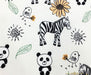 PANDA ZEBRA DESENLİ DİJİTAL BASKI ÇOCUK KUMAŞI - EKRU