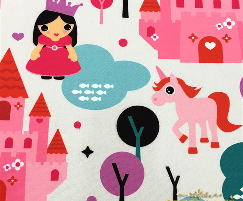 PRENSES DESENLİ DİJİTAL BASKI BEBEK KUMAŞI - PEMBE