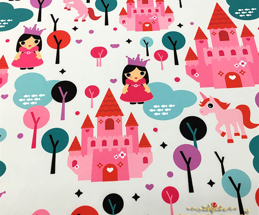 PRENSES DESENLİ DİJİTAL BASKI BEBEK KUMAŞI - PEMBE