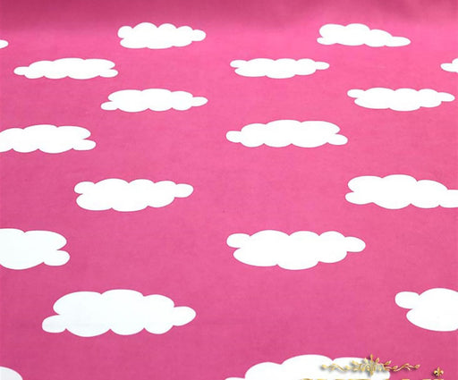 BULUTLU DİJİTAL BASKI KUMAŞ - PEMBE